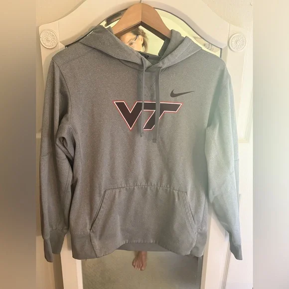 Nike Virginia Tech Hoodie Grey Hoodie Men or Women’s Small Maroon - Picture 1 of 5